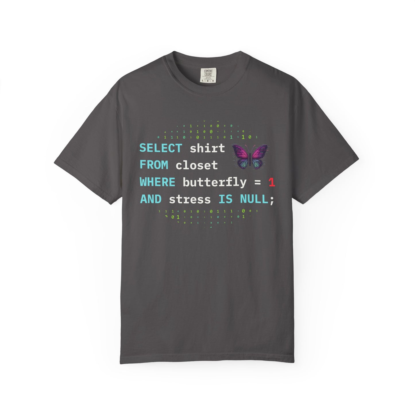 gray geek SQL query tee stress free programmer style