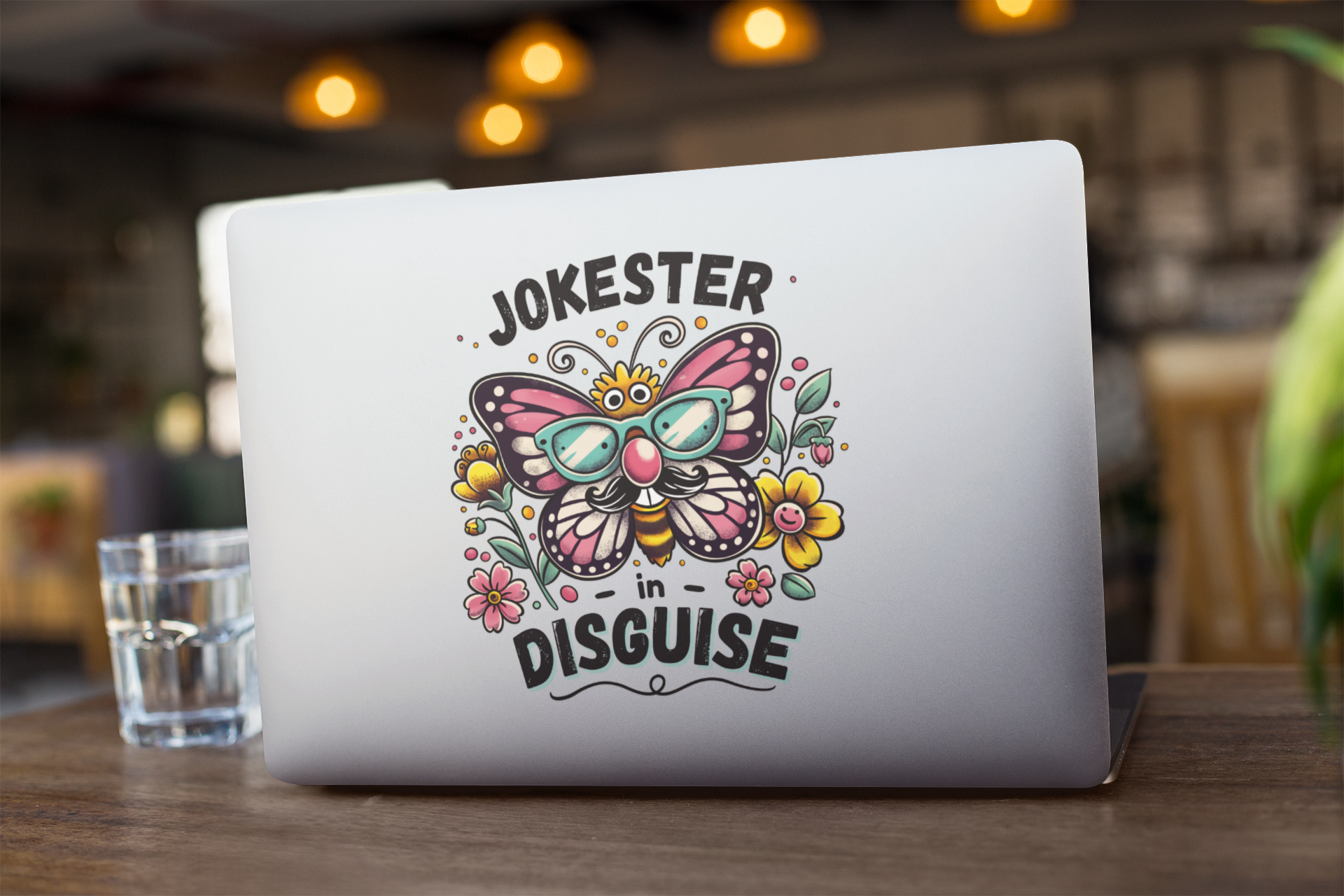 6-inch funny butterfly sticker on gray notebook, ideal gift for pranksters and self-improvement notes