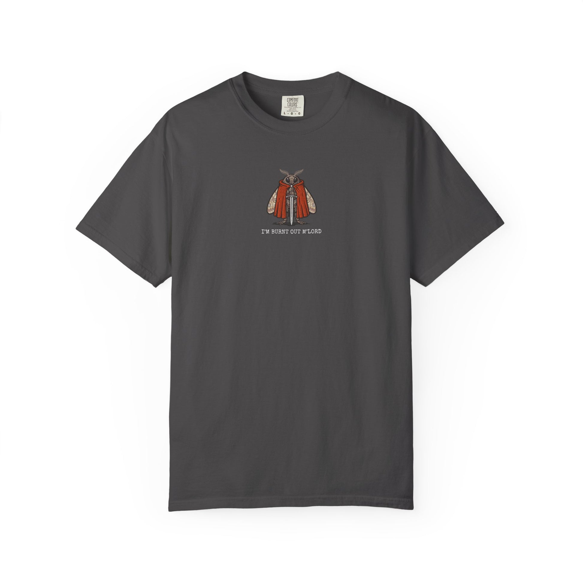 Gray funny moth burnout meme shirt with sarcastic nerd humor