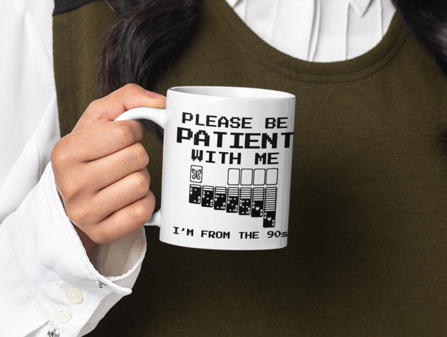 Person holding funny butterfly introvert mug Please Be Patient With Me I'm From The 90s