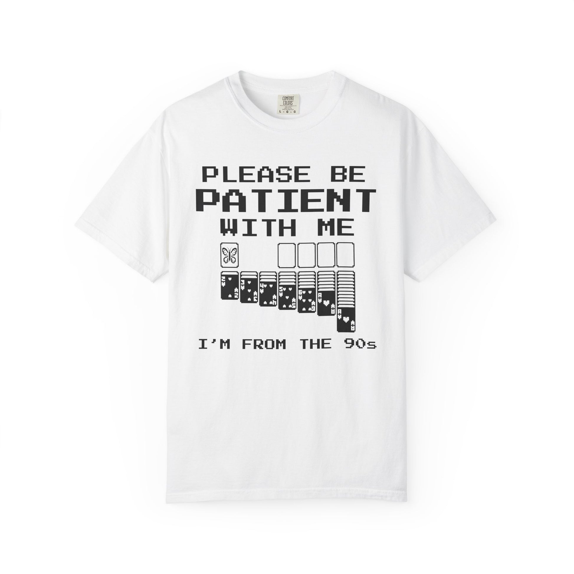 White Please Be Patient With Me I'm From The 90s retro butterfly nostalgia shirt on a white background