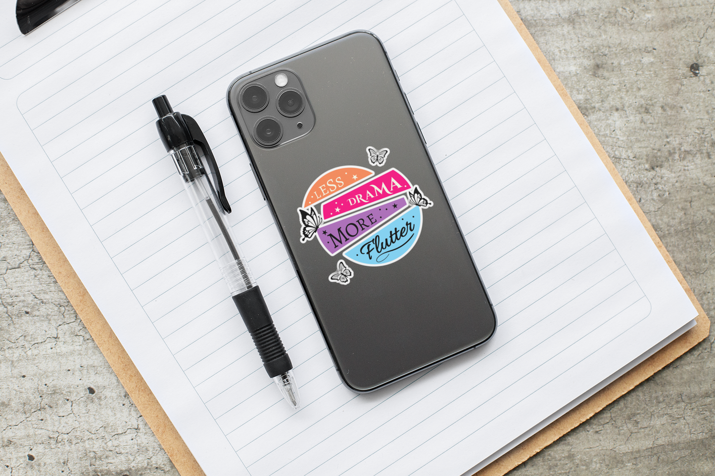 Less Drama, More Flutter – Vinyl Stickers